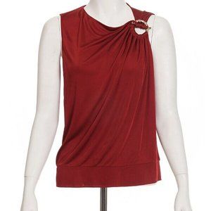 GUCCI Red Viscose Blouse Top Gold Detail IT-40